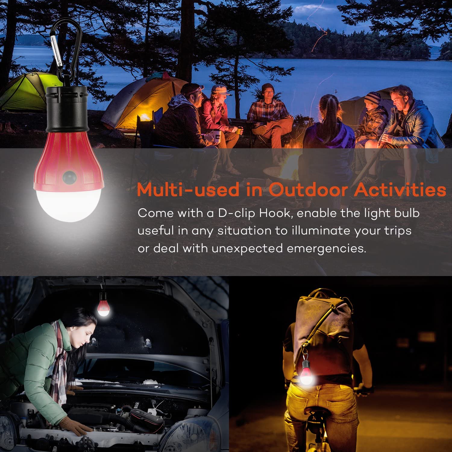 Cheap Goat Tents 4PCS Tent Lamp Portable LED Tent Light Emergency Lights LED Camping Bulb Light Equipment for Camping Hiking Backpacking Fishing   